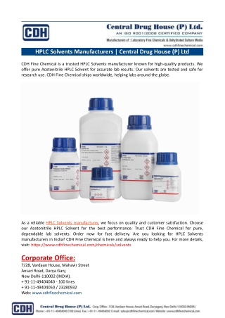 HPLC Solvents Manufacturer
