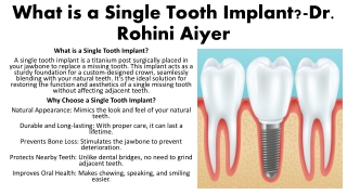 what is a single tooth implant dr rohini aiyer