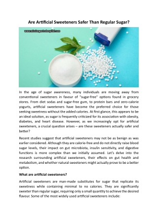 Are Artificial Sweeteners Safer Than Regular Sugar?
