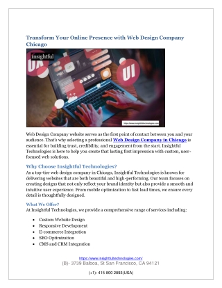 Transform Your Online Presence with Web Design Company Chicago