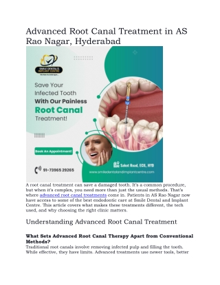 Advanced Root Canal Treatment in AS Rao Nagar, Hyderabad