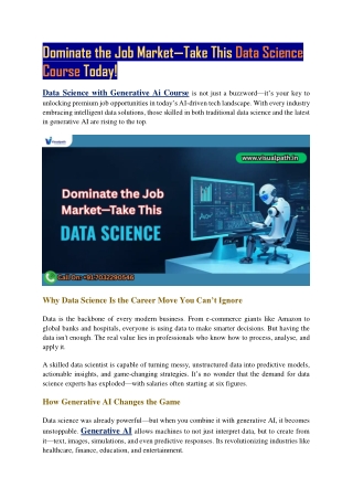 Top Data Science with Generative Ai Online Training In Hyderabad