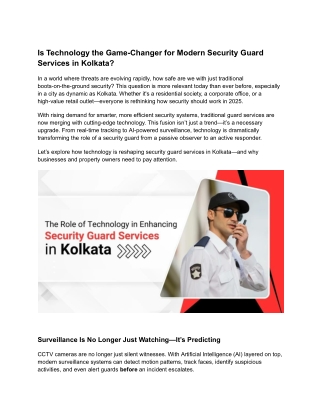 Is Technology the Game-Changer for Modern Security Guard Services in Kolkata