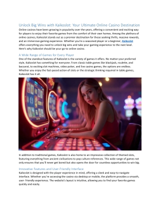Website Kaikoslot’s Game Providers: Who’s Behind the Magic?