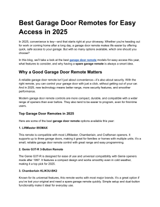 Best Garage Door Remotes for Easy Access in 2025