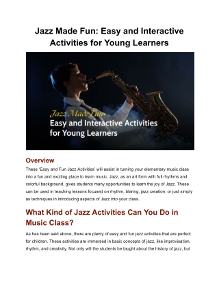Jazz Made Fun_ Easy and Interactive Activities for Young Learners