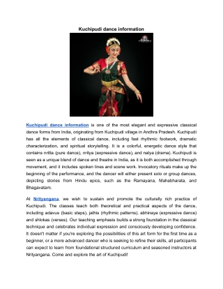 Kuchipudi dance information | Nrityangana