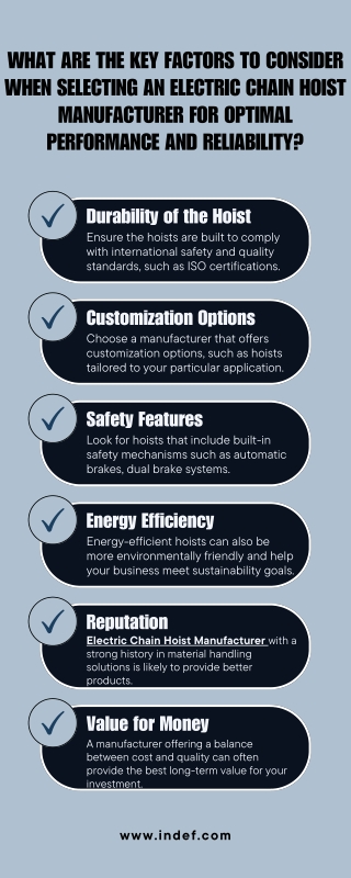 What Are the Key Factors to Consider When Selecting an Electric Chain Hoist Manufacturer for Optimal Performance and Rel