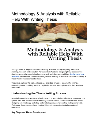 Methodology & Analysis with Reliable Help With Writing Thesis