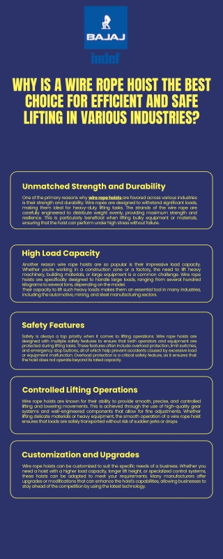 Why Is a Wire Rope Hoist the Best Choice for Efficient and Safe Lifting in Various Industries