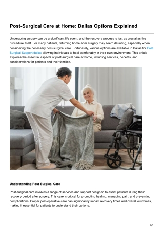 Post-Surgical Care at Home Dallas Options Explained