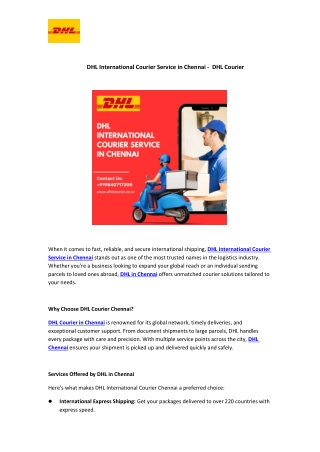 DHL International Courier Service in Chennai