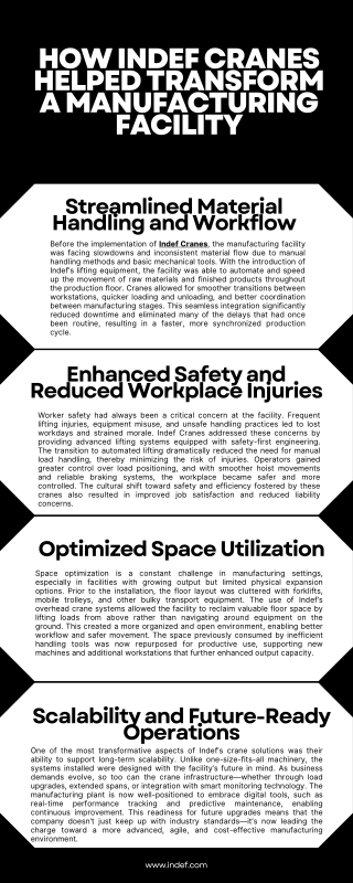 How Indef Cranes Helped Transform a Manufacturing Facility?