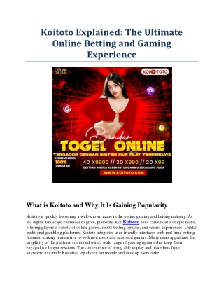 Koitoto Explained (1)