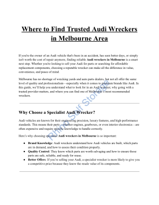 where to find trusted audi wreckers in melbourne