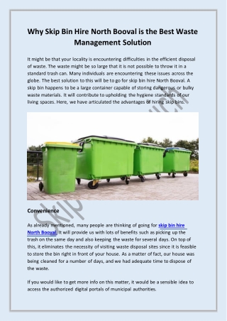 Why Skip Bin Hire North Booval is the Best Waste Management Solution