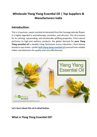Wholesale Ylang Ylang Essential Oil | Top Suppliers & Manufacturers India