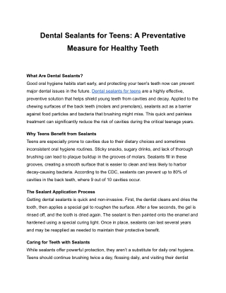 Dental Sealants for Teens_ A Preventative Measure for Healthy Teeth