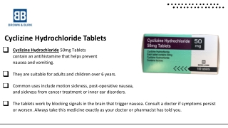 Cyclizine | Cyclizine Hydrochloride | Brown &amp; Burk