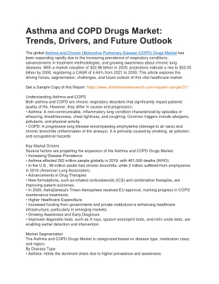 Asthma and COPD Drugs Market: Trends, Drivers, and Future Outlook