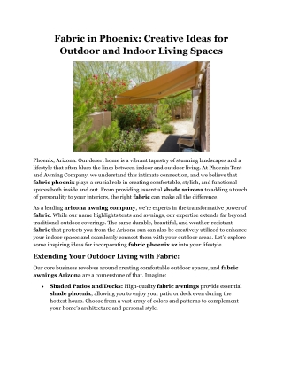 Fabric in Phoenix Creative Ideas for Outdoor and Indoor Living Spaces