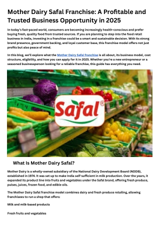 Mother Dairy Safal Franchise