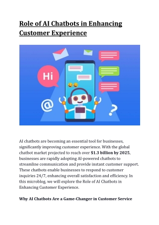 Role of AI Chatbots in Enhancing Customer Experience