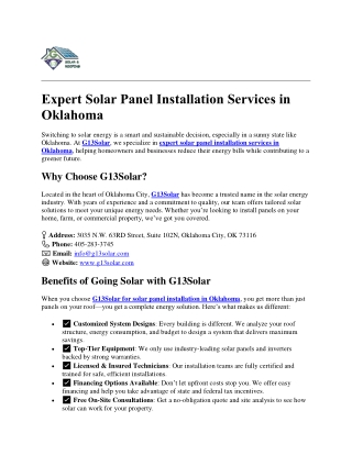 Expert Solar Panel Installation Services in Oklahoma