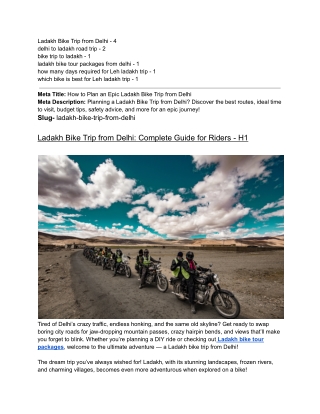 Ladakh Bike Trip from Delhi - GP
