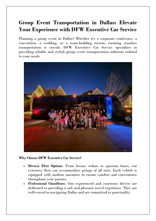 Dallas Group Transfers for Events and Meetings