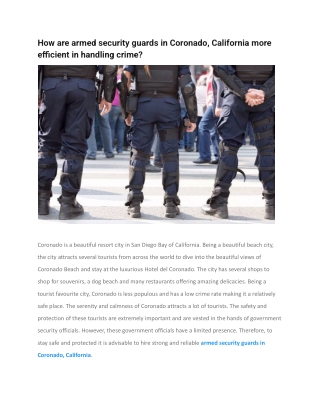 How are armed security guards in Coronado, California more efficient in handling crime