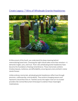 Create Legacy: 7 Wins of Wholesale Granite Headstones