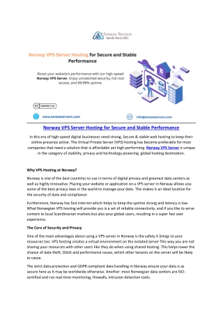 norway vps server hosting for secure and stable