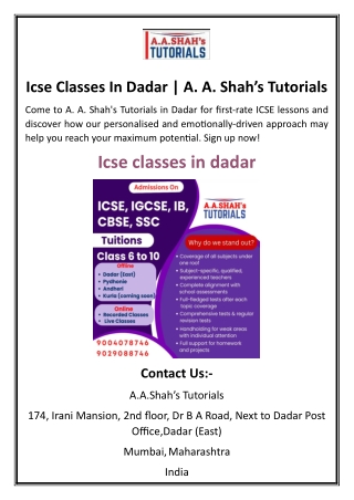 Icse Classes In Dadar