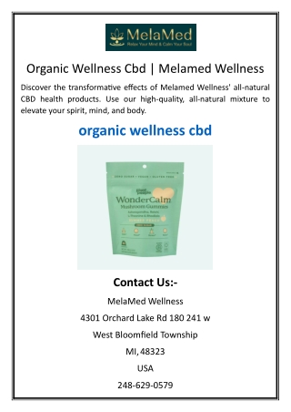 organic wellness cbd melamed wellness