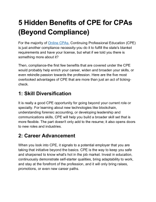 5 Hidden Benefits of CPE for CPAs (Beyond Compliance)