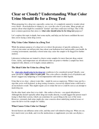 what color should urine be for drug test