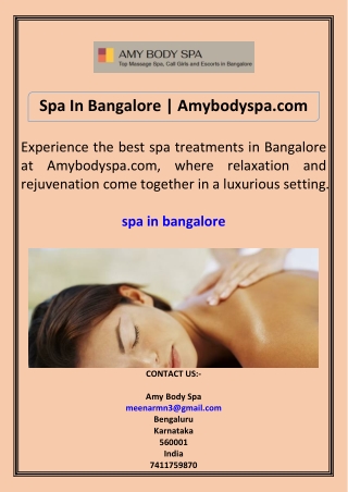 Spa In Bangalore Amybodyspa.com