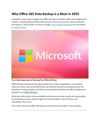 Why Office 365 Data Backup is a Must in 2025