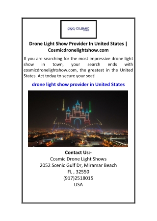 Drone Light Show Provider In United States Cosmicdronelightshow.com
