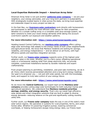 Local Expertise Statewide Impact — American Array Solar