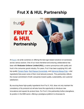 Frut X & HUL Partnership