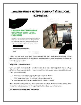 Laguna Beach Moving Company with Local Expertise