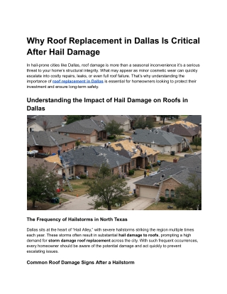 why roof replacement in dallas is critical after