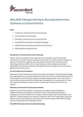 Why AWS Training Is the Key to Securing Government Contracts in a Cloud-First Era
