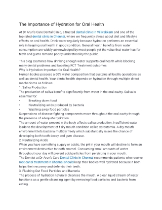 The Importance of Hydration for Oral Health