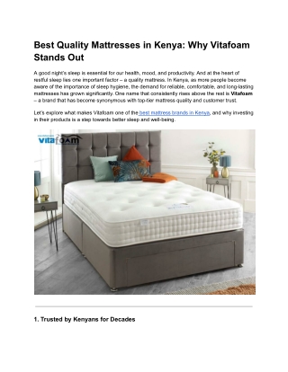 Best Quality Mattresses in Kenya Why Vitafoam Stands Out