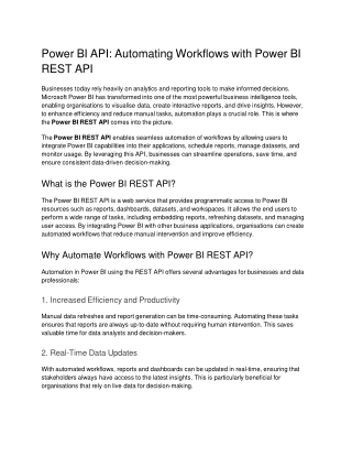 Power BI API_ Automating Workflows with Power BI REST API