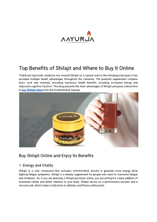 Top Benefits of Shilajit and Where to Buy It Online - Aayurja