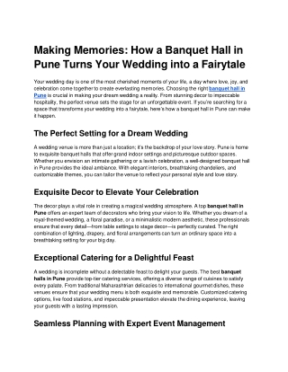 Making Memories How a Banquet Hall in Pune Turns Your Wedding into a Fairytale